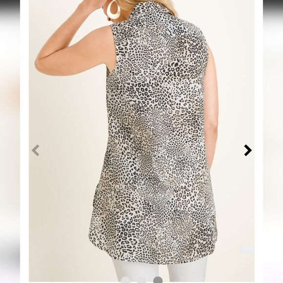 Chico's No-Iron Linen Sleeveless Animal-Print Tunic - Picture 3 of 9